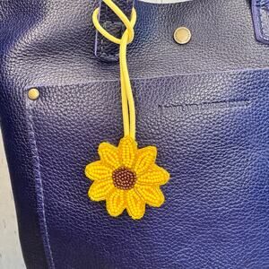 Yellow Sunflower Flower Charm Spring Flowers Daisy Flower Beaded Purse Charm